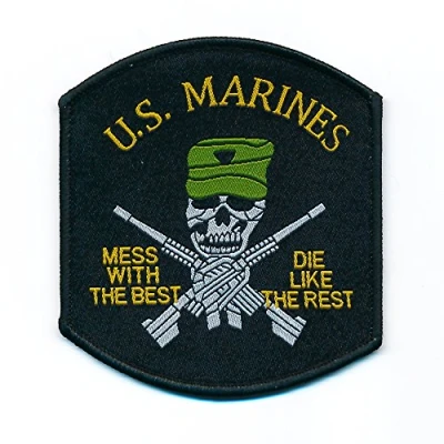 Image of hegibaer 48 x mm U.S. Marines Skull Gun USA 0781 A Iron On Sew Patch