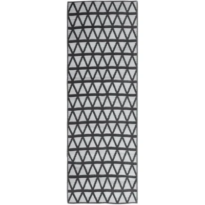 Image of vidaXL Outdoor/Indoor Rug Polypropylene Patio Carpet with Double Layer Jacquard Design, Black, 80x250 cm for Balcony, Terrace, Pool