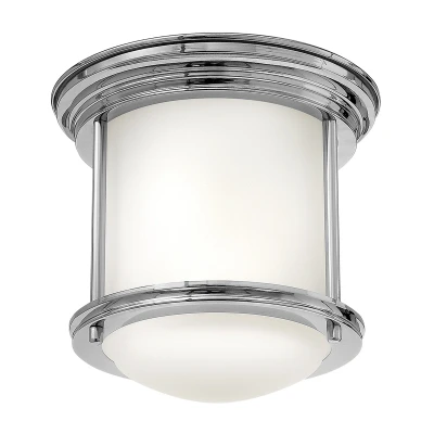 Image of Hinkley Hadrian 1 Light Flush Mount Chrome with Opal Glass IP44