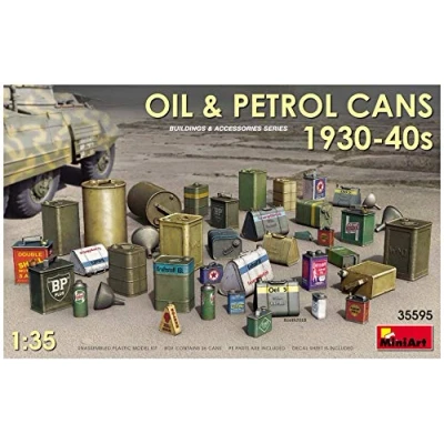 Image of Miniart MIN35595 Oil &amp; Petrol Cans 1930 40s Plastic Model kit, Various