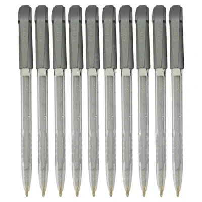 Image of iGlitter Xtra Sparkle Glitter Gel Pens, SILVER, Medium Point (1.0mm), Pack of 10, Trio Grip, Ideal for Write Colour Sketch, iZOFAX Black Ball Pen