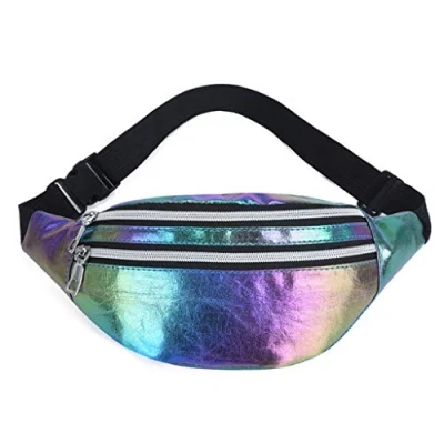 Image of Gjyia Women Holographic Waist Fanny Pack Belt Bag Travel Hip Bum Chest Phone Pouch