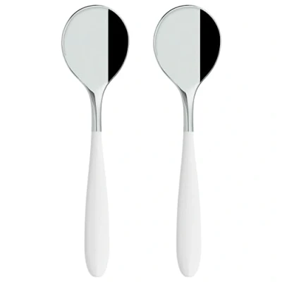 Image of Grunwerg 2SUS650W Yin &amp; Yang Soup Spoons, 18/10 Stainless Steel, White