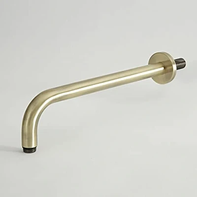 Image of Milano Wall Mounted Curved Fixed Shower Head Arm Brushed Gold