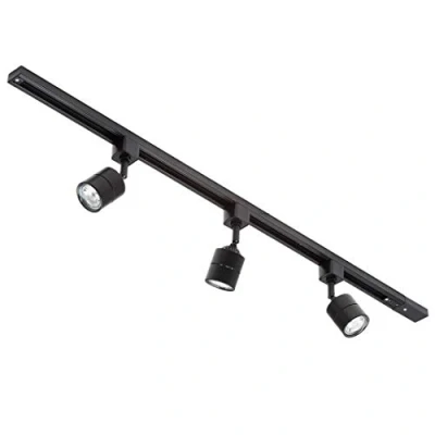 Image of Litecraft Kitchen Track Light with Soho Fixture &amp; GU10 LED Bulbs (Black, 1M 3 Light)