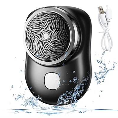 Image of USB Mini Shaver Portable Electric Shaver,Pocket Shave,Mini Rechargeable Fabric Shaver,Electric Pocket Size Waterproof Razor Wet and Dry (Black)