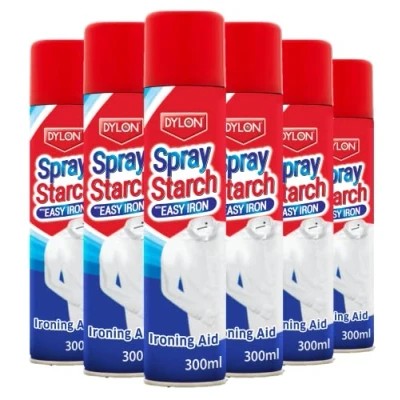 Image of Dylon 2 in 1 Starch Spray with Easy Iron, Ironing Aid That Restores Look of Fabric and Helps Remove Creases 300 ml (Pack 6)