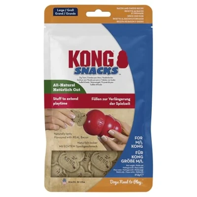 Image of KONG Snacks All Natural Dog Treats (Best used Rubber Toys) Bacon and Cheese Biscuits For Large Dogs