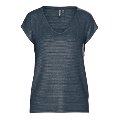 Image of Pieces Billo Lurex Stripes Short Sleeve T shirt S