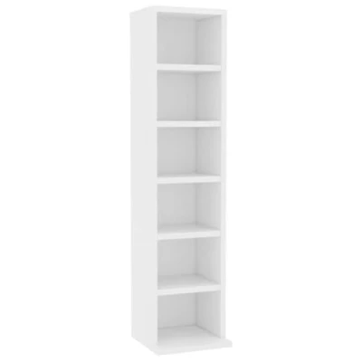Image of vidaXL CD Cabinet Space Saving Storage Organizer 6 Compartment White Engineered Wood Shelf for Office, Living Room, Bedroom