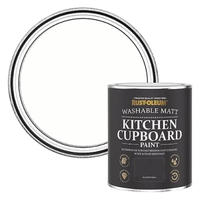 Image of Rust Oleum White Kitchen Cupboard Paint in Matt Finish Chalk 750ml