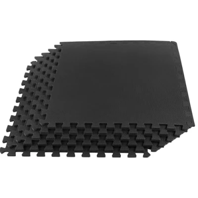 Image of Stalwart Interlocking EVA Foam Floor Tiles for Home Gym, Yoga Mat, Workout Equipment, or Child&#039;s Play Surface Set of 6, (Black) by