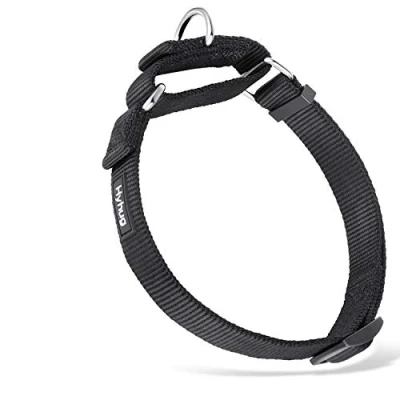 Image of Heavy Duty Nylon Not Escapable Martingale Dog Collar for Pup Boy and Girl Dogs Walking Training Daily Use. (Small, Black)