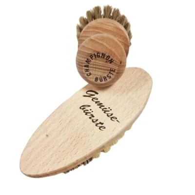 Image of Vegetable Brush and Mushroom Brushes Fruit Cleaning Set 100% Natural Pack of 2