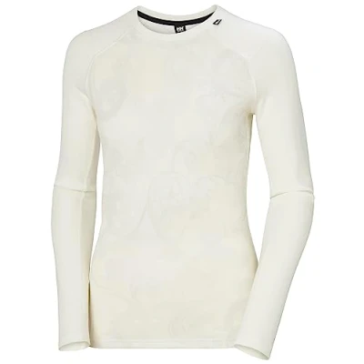 Image of Helly Hansen Womens W LIFA Merino Midw Gra Crew, Off White Rosemaling, XL