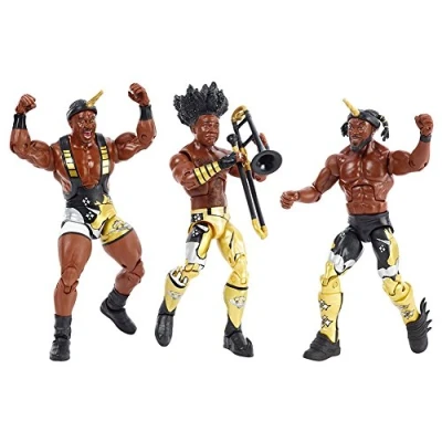 Image of WWE FDX69 Elite Bootyos Wrestling Tag Team Action Figures Triple Pack in Cereal Box