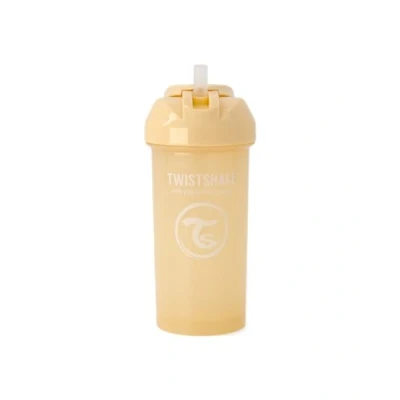Image of Twistshake Spill Free Straw Cup 360 ml, Leak Proof Training Sippy Cups for Toddlers and Babies, Drinking Water Bottles Trainer Cup, 6+ Months, BPA Free, Caramel Beige