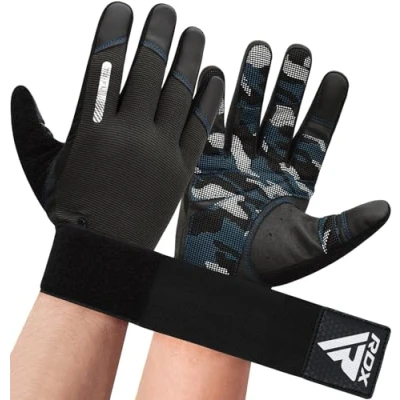 Image of RDX Weight Lifting Gloves with Wrist Support Touch Screen Full Finger Gym Workout, Breathable Anti Slip Padded Grip, Men Women Fitness Training, Powerlifting Bodybuilding HIIT Exercise Weightlifting