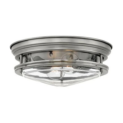 Image of Hinkley Hadrian 2 Light Flush Mount Antique Nickel with Glass IP44
