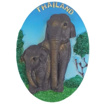 Image of 3D Elephant mother and child Thailand Fridge magnet travel souvenir gift,Home &amp; Kitchen Decoration magnetic sticker refrigerator collection