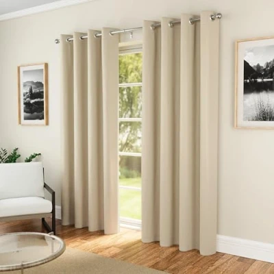 Image of Enhanced Living Nightfall Plain Supersoft Natural Thermal Blockout Eyelet Curtains 46 x 54 inch (117 137cm) Energy Saving &amp; Noise Reducing for Bedroom Room
