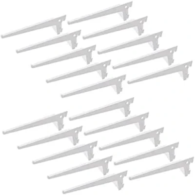 Image of Emuca Shelf brackets for single slot wall rail (grid dimension: 50mm), White, 400mm, Set of 20 pieces