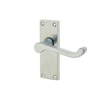 Image of Victorian Scroll Lever Latch Door Handles Satin Chrome 118 x 40mm