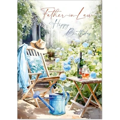 Image of doodlecards Father in Law Birthday Card Relax the Garden Medium Size with Plain Envelope