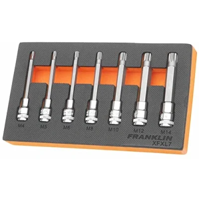 Image of 3/8&quot; Drive Long Spline Bit Socket Set 7 Pcs 95mm Ht Franklin Tools XFXL7