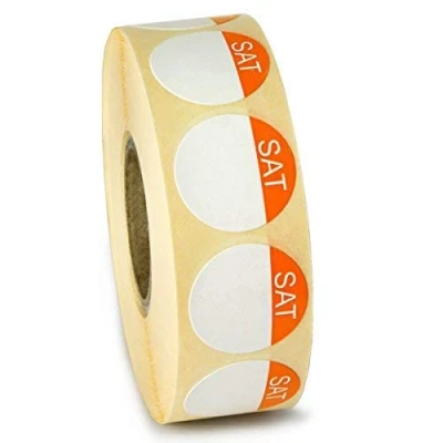 Image of We Can Source It Ltd Day Dots Food Labels Saturday (Orange) 1 Roll 1000 Stickers Per Self Adhesive Hygiene Labels, Rotation for Commercial Kitchens, Restaurants