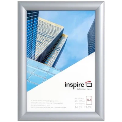 Image of Inspire by Hampton Snap A4 (21x30cm) Silver Frame Acrylic (Non Glass) Front IBH SNAPA4S 1PK