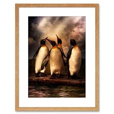 Image of Wee Blue Coo 9x7 &#039;&#039; PENGUIN WATER MOODY PHOTO FRAMED ART PRINT PICTURE MOUNT F97X801