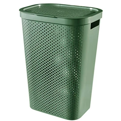 Image of Curver Laundry Basket, 60 L, 43.7 x 35.1 60.2 cm, Recycled Plastic, Infinity Green