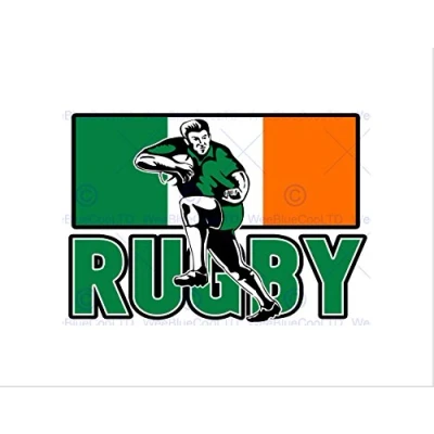 Image of Wee Blue Coo PAINTING SPORT IRELAND RUGBY FOOTBALL FLAG IRISH PLAYER FRAMED PRINT B12X8351