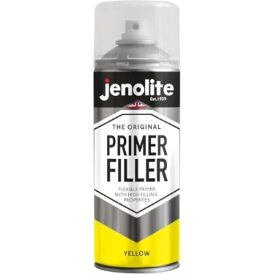 Image of JENOLITE Primer Filler Spray Paint YELLOW High Fill Multi Surface Fills Small Dents &amp; Scratches Perfect For Car Bodywork, 3D Printer Models More 400ml