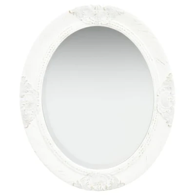 Image of vidaXL Oval Wall Mirror Baroque Style Mounted Dressing in White