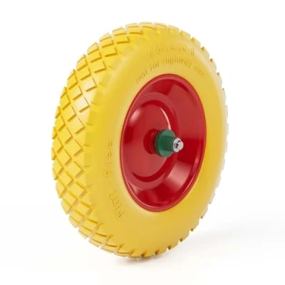 Image of Tyre for Wheel Barrow 4.8/4.00 8, with Shaft Puncture Proof Yellow Capacity 160 kg