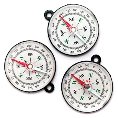 Image of Baker Ross AT861 Mini Compasses Pack of 8, for Kids Party Bags and Small Toys Children, Black