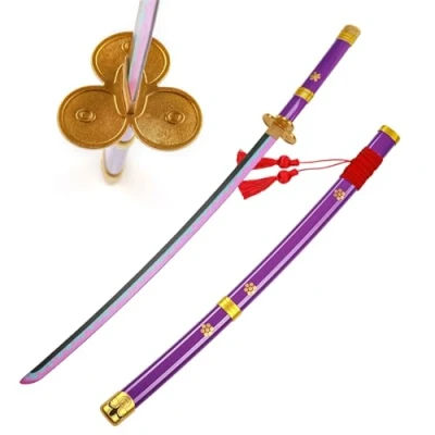 Image of Next Level Roronoa Zoro Enma Purple Katana Wooden Cosplay Sword V1 Safe Bamboo Blade for Comic Con One Piece Replica Prop lightweight Gift All Occasions Length 104 cm