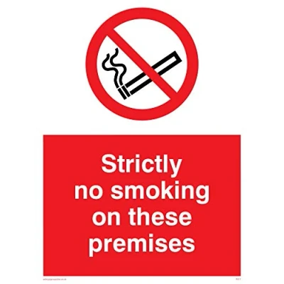 Image of Viking Signs PS17 A5P 1M&quot;Strictly No Smoking On These Premises&quot; Sign, Plastic, 1 mm Semi Rigid, 200 H x 150 W