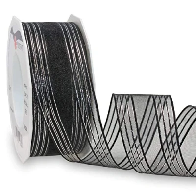 Image of Präsent Palma Mourning Ribbon Black Silver 40 mm Width, 20 m Length