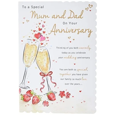 Image of Piccadilly Greetings Traditional Annivesary Card Mum &amp; Dad 9 x 6 inches, brownoakbeigegrey