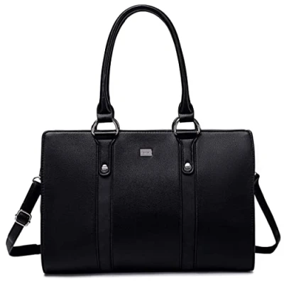 Image of David Jones Women&#039;s Large Size Tote Handbag Long Handles Shoulder Bag Striped Faux Leather Lady Rigid Shopper Top Handle Satchel City Briefcase Work School Office Black
