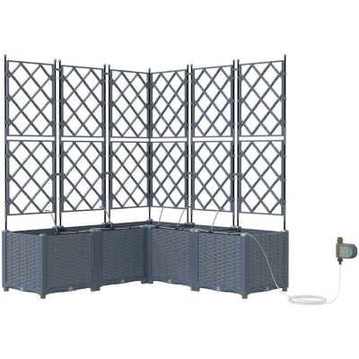 Image of vidaXL Garden Planters with Water Irrigation System 5 pcs Light Grey