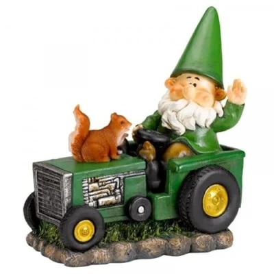 Image of Fun garden Ornament Wilf the Gnome on Tractor ideal for pond , decor