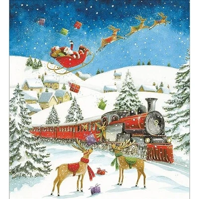 Image of Woodmansterne 5 Santa Express Christmas Cards Charity UK Made Xmas