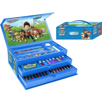 Image of Nickelodeon Paw Patrol Kids 53 Pieces Colouring Art Case Childrens Stationery Set With Watercolour Pencils Toy Gift Xmas