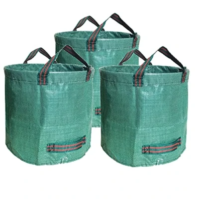 Image of 3 * 500L Garden Waste Bags (H100 cm, D80 cm),Refuse Rubbish Bag Reusable Sacks,Grass Cutting Leaf Gardening Sacks with Handles