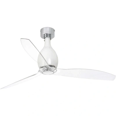 Image of Mini Medium Ceiling Fan Clear, White Gloss Optional LED Light Sold Separately