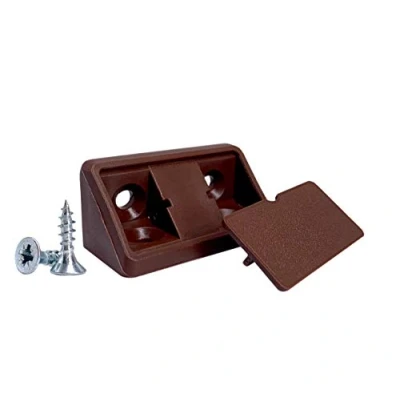 Image of (Pack of 20 pcs) Brown Shelf Brackets 44 x mm, Furniture Corner Joints Plastic 90 Degree Brace Joint, Right Angle, Screws Included (20, Brown)